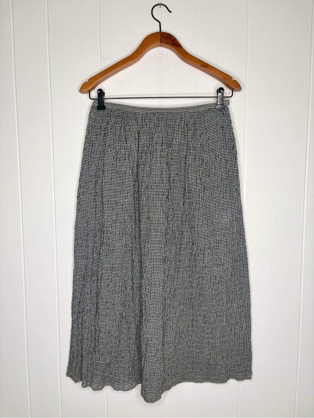 Agnes B. Paris Black White Gingham Seersucker Skirt Lightweight Small Cotton - Picture 2 of 10